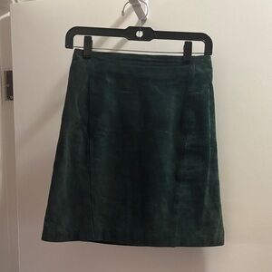 Brandon Thomas Green Suede Leather Skirt